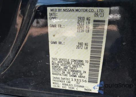 2014 Nissan Altima 2.5 S from USA, damaged, VIN 1N4AL3AP2EC133556